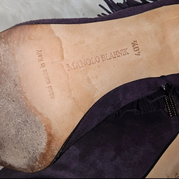 Manolo Blahnik Nabuoppla Fringe Ankle Boot in Plum Purple Size 40.½ - Picture 9 of 12